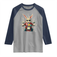 Biker Bunny Raglan Shirt Retro Easter Day Rabbit Ride Motorcycles Motorbike - Wonder Print Shop