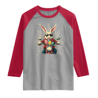 Biker Bunny Raglan Shirt Retro Easter Day Rabbit Ride Motorcycles Motorbike - Wonder Print Shop