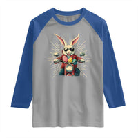 Biker Bunny Raglan Shirt Retro Easter Day Rabbit Ride Motorcycles Motorbike - Wonder Print Shop