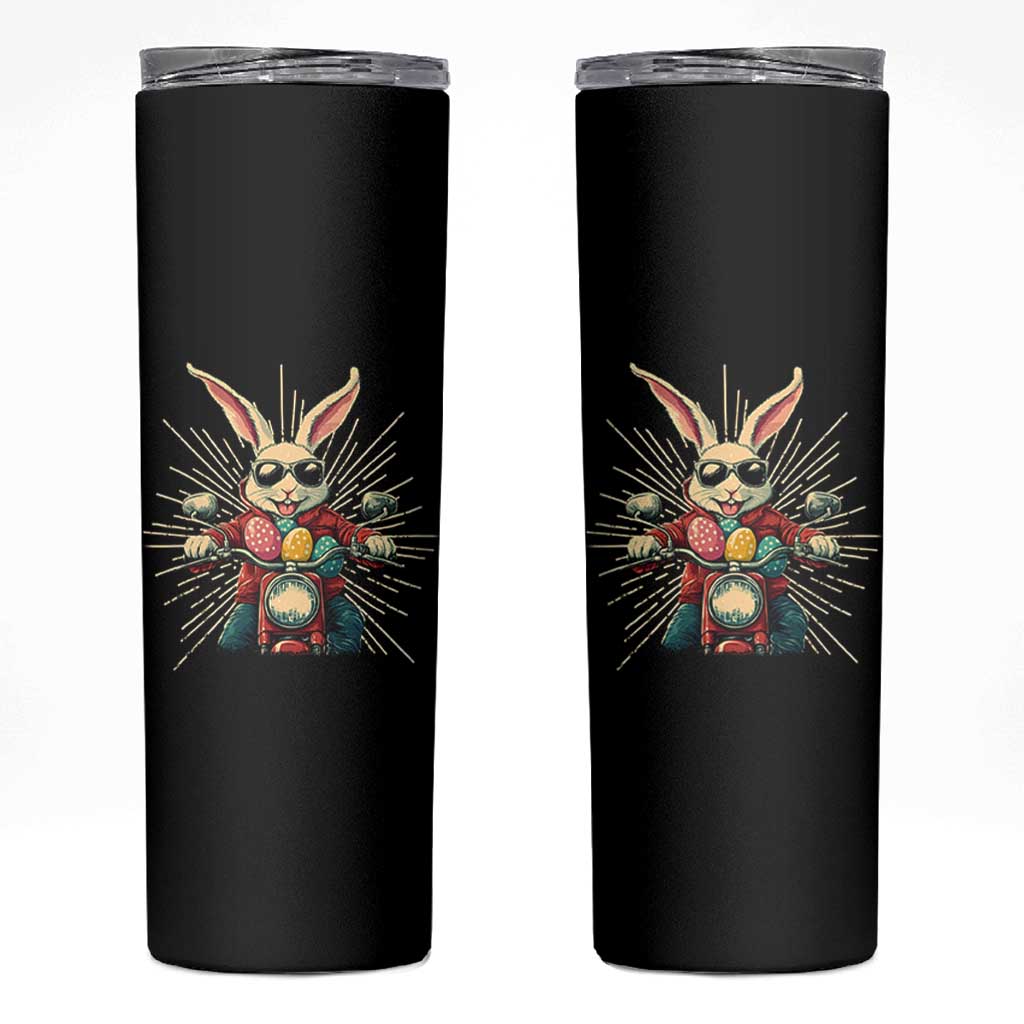 Biker Bunny Skinny Tumbler Retro Easter Day Rabbit Ride Motorcycles Motorbike - Wonder Print Shop