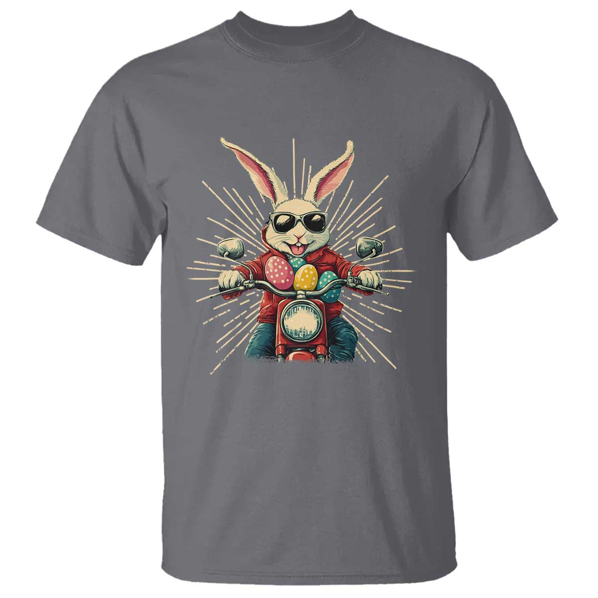 Biker Bunny T Shirt Retro Easter Day Rabbit Ride Motorcycles Motorbike - Wonder Print Shop