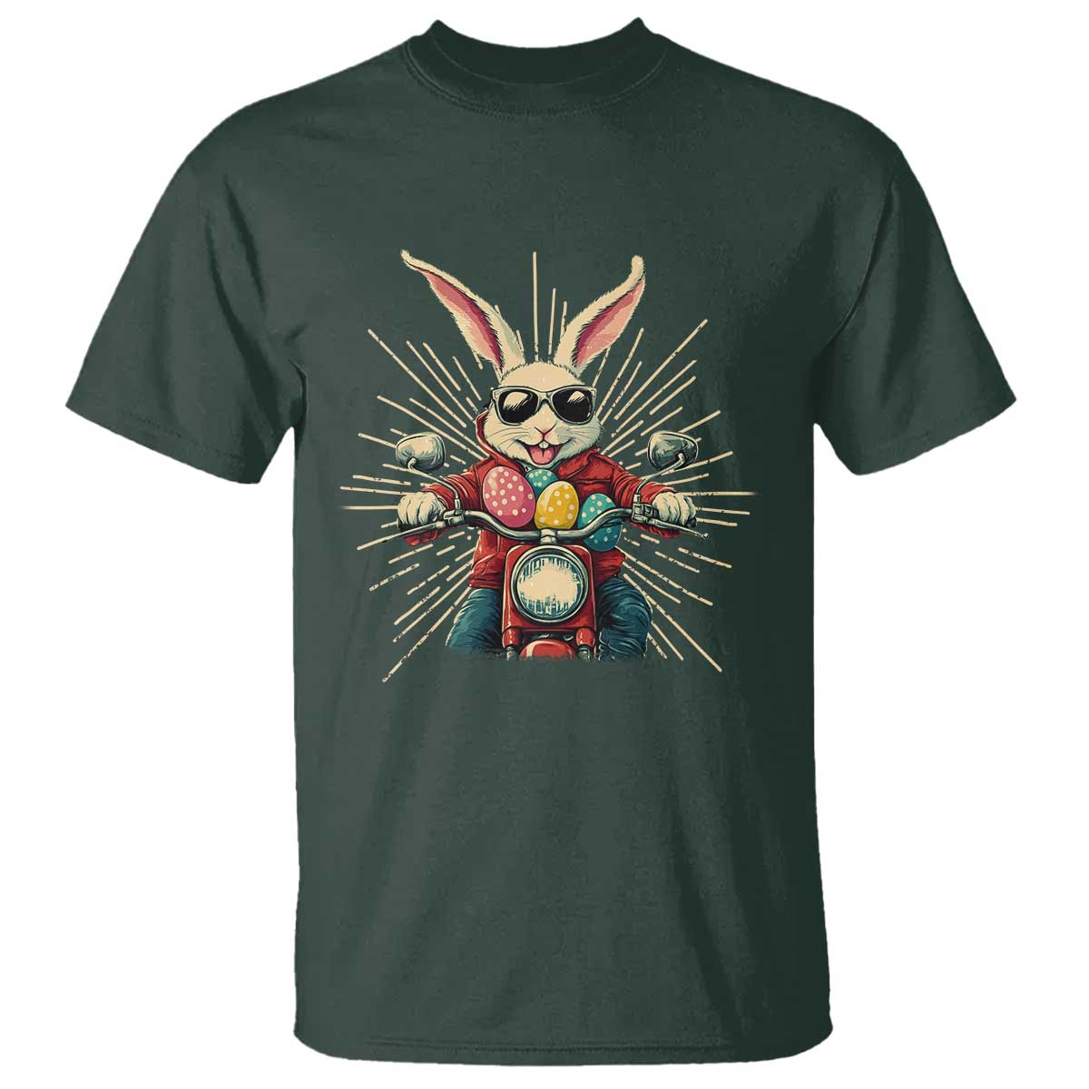 Biker Bunny T Shirt Retro Easter Day Rabbit Ride Motorcycles Motorbike - Wonder Print Shop