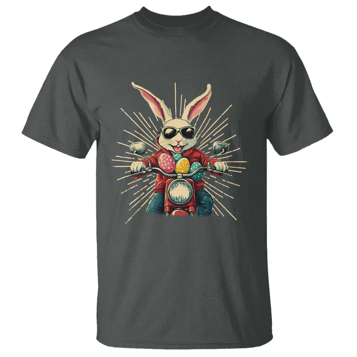 Biker Bunny T Shirt Retro Easter Day Rabbit Ride Motorcycles Motorbike - Wonder Print Shop