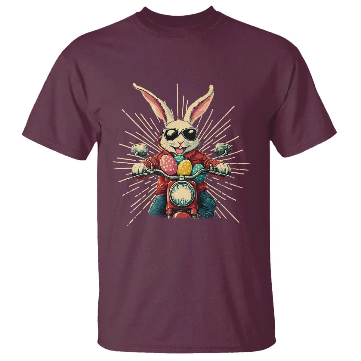 Biker Bunny T Shirt Retro Easter Day Rabbit Ride Motorcycles Motorbike - Wonder Print Shop