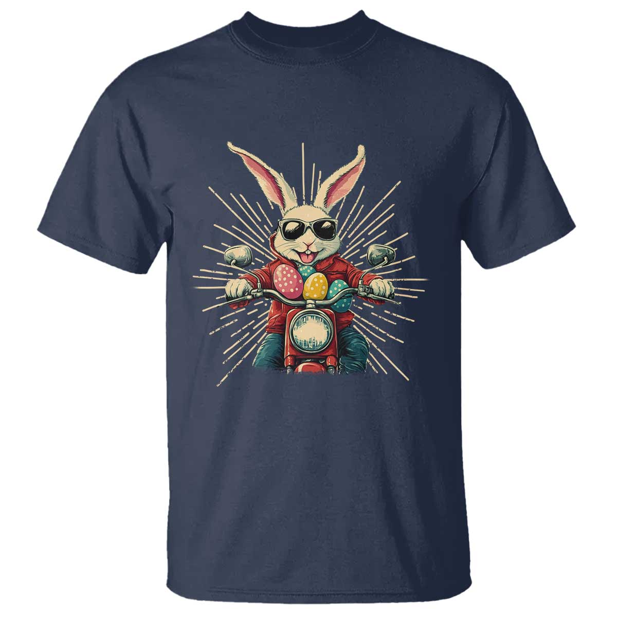 Biker Bunny T Shirt Retro Easter Day Rabbit Ride Motorcycles Motorbike - Wonder Print Shop