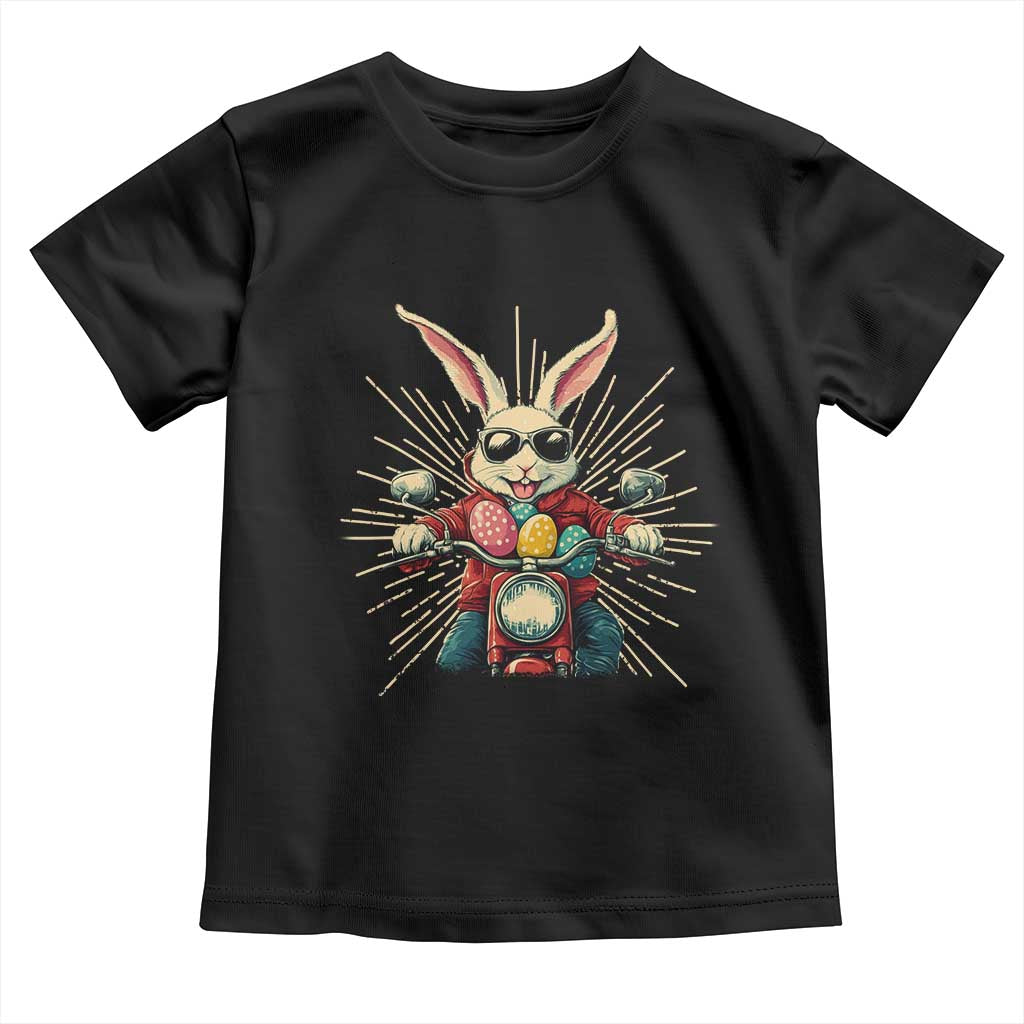 Biker Bunny Toddler T Shirt Retro Easter Day Rabbit Ride Motorcycles Motorbike - Wonder Print Shop
