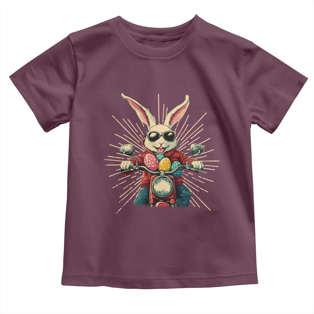 Biker Bunny Toddler T Shirt Retro Easter Day Rabbit Ride Motorcycles Motorbike - Wonder Print Shop