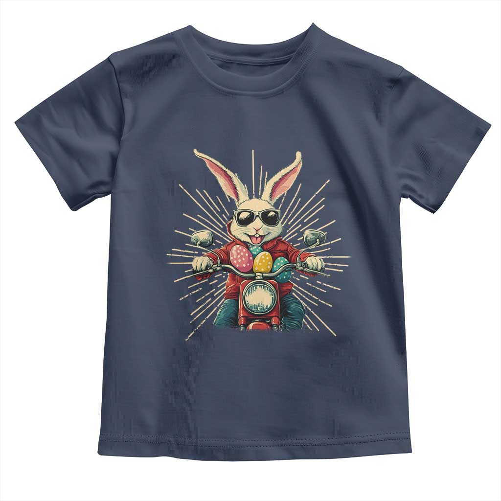Biker Bunny Toddler T Shirt Retro Easter Day Rabbit Ride Motorcycles Motorbike - Wonder Print Shop