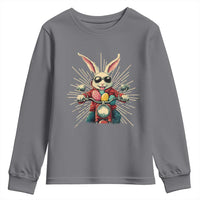 Biker Bunny Youth Sweatshirt Retro Easter Day Rabbit Ride Motorcycles Motorbike - Wonder Print Shop