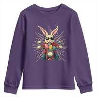 Biker Bunny Youth Sweatshirt Retro Easter Day Rabbit Ride Motorcycles Motorbike - Wonder Print Shop