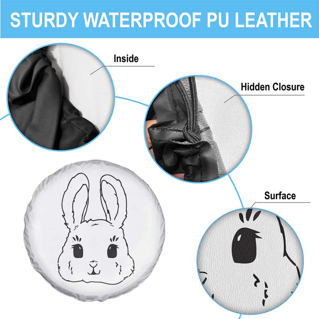 Cute Bunny Spare Tire Cover Kawaii Rabbit Happy Easter Day - Wonder Print Shop