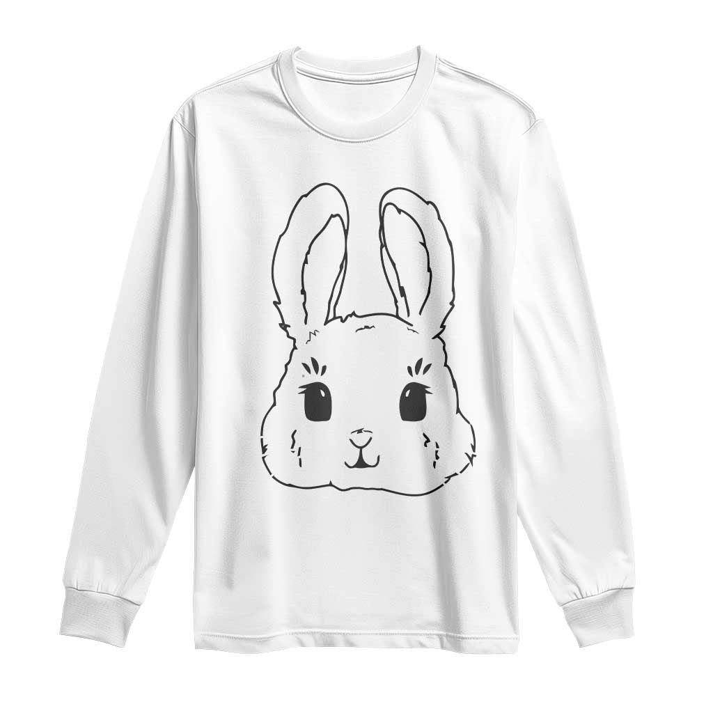 Cute Bunny Long Sleeve Shirt Kawaii Rabbit Happy Easter Day - Wonder Print Shop