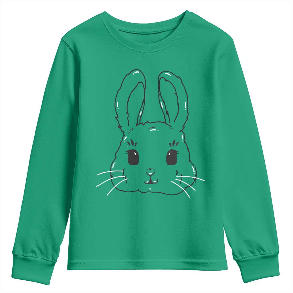 Cute Bunny Youth Sweatshirt Kawaii Rabbit Happy Easter Day - Wonder Print Shop