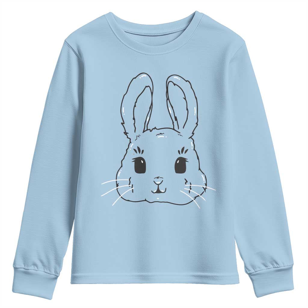 Cute Bunny Youth Sweatshirt Kawaii Rabbit Happy Easter Day - Wonder Print Shop