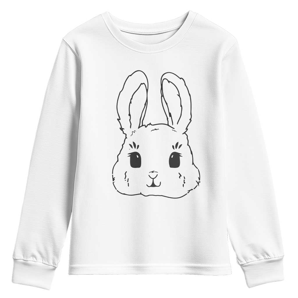 Cute Bunny Youth Sweatshirt Kawaii Rabbit Happy Easter Day - Wonder Print Shop