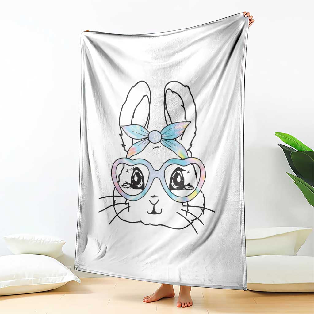 Girls Easter Bunny Throw Blanket Rabbit Face Tie Dye Glasses Happy Easter Day - Wonder Print Shop
