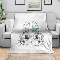 Girls Easter Bunny Throw Blanket Rabbit Face Tie Dye Glasses Happy Easter Day - Wonder Print Shop