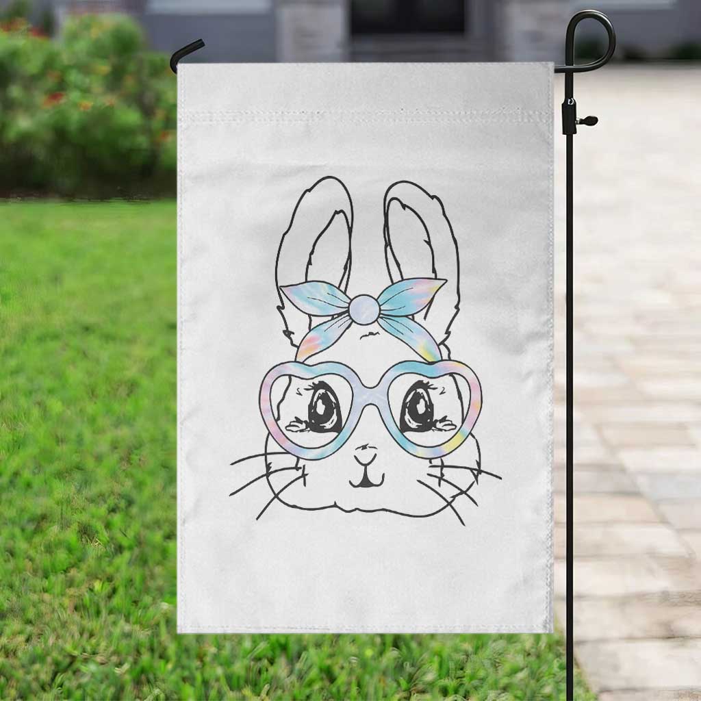 Girls Easter Bunny Garden Flag Rabbit Face Tie Dye Glasses Happy Easter Day - Wonder Print Shop