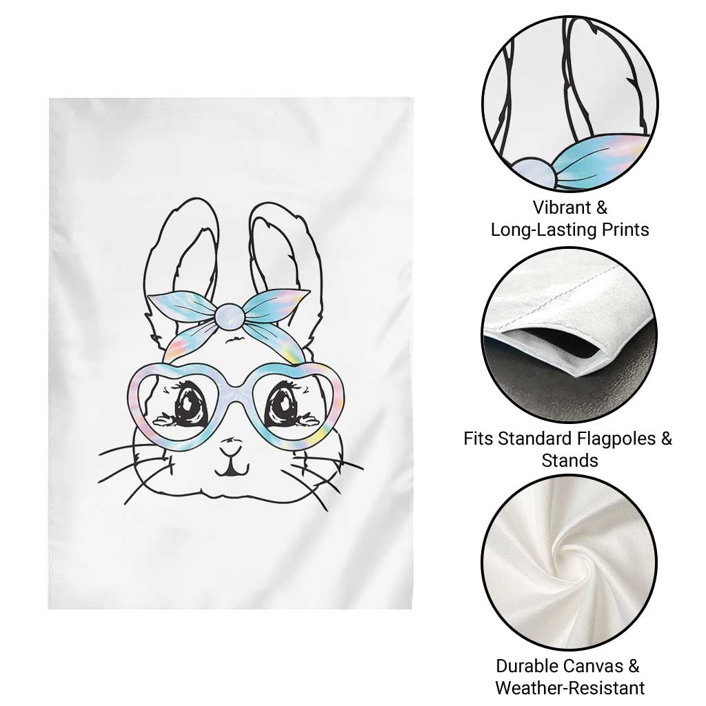 Girls Easter Bunny Garden Flag Rabbit Face Tie Dye Glasses Happy Easter Day - Wonder Print Shop