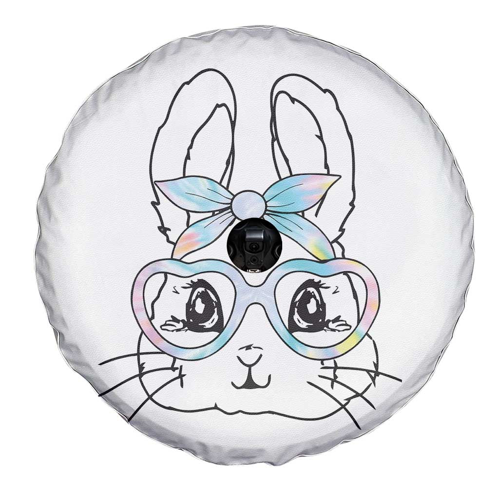 Girls Easter Bunny Spare Tire Cover Rabbit Face Tie Dye Glasses Happy Easter Day - Wonder Print Shop