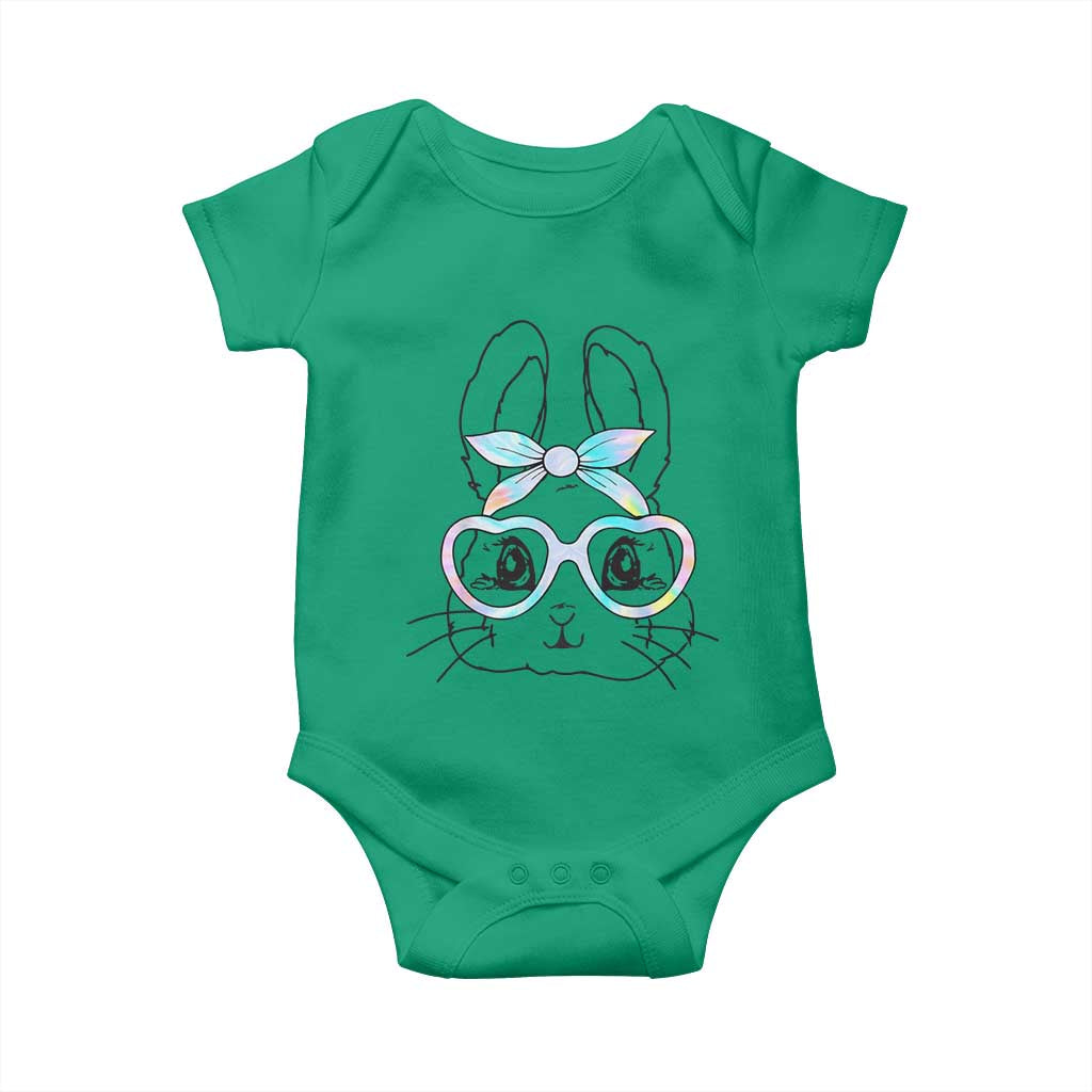 Girls Easter Bunny Baby Onesie Rabbit Face Tie Dye Glasses Happy Easter Day - Wonder Print Shop