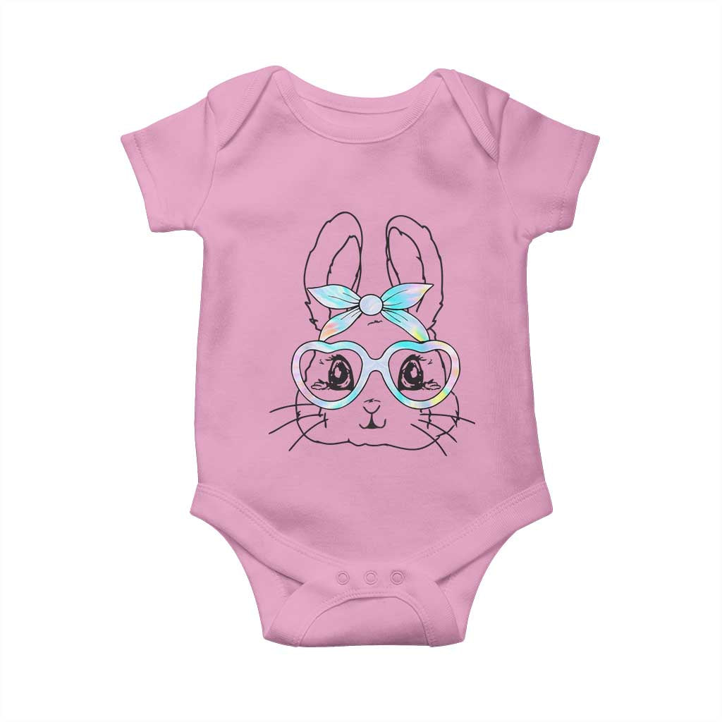 Girls Easter Bunny Baby Onesie Rabbit Face Tie Dye Glasses Happy Easter Day - Wonder Print Shop