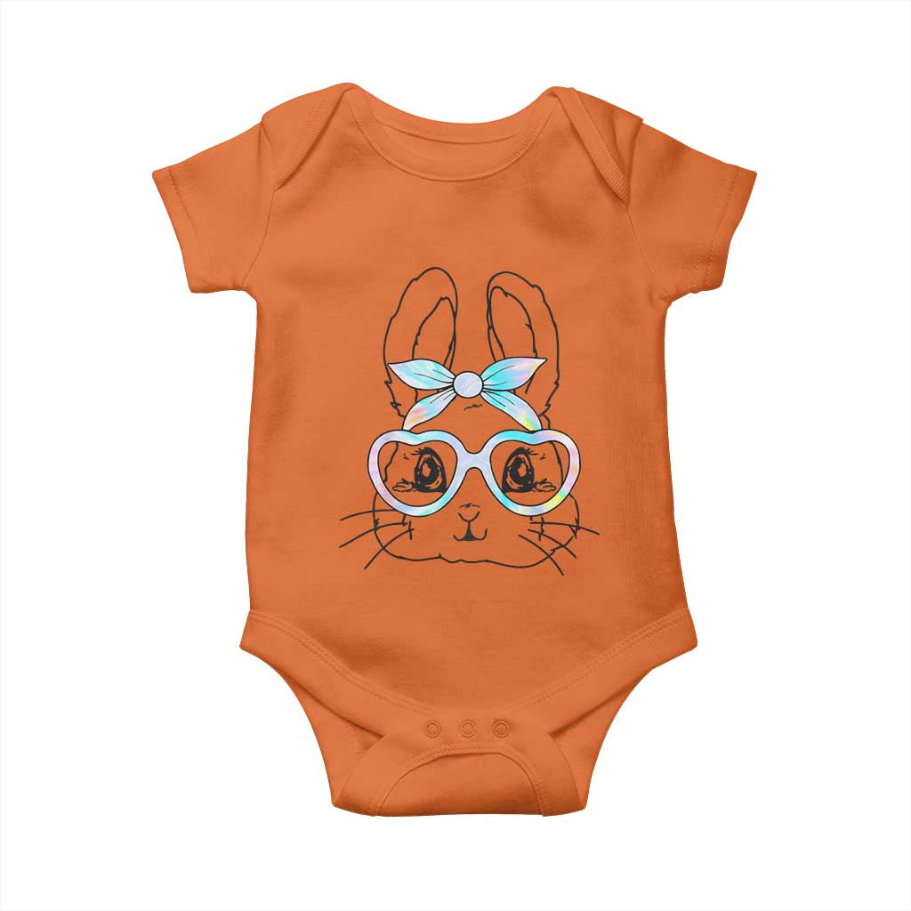 Girls Easter Bunny Baby Onesie Rabbit Face Tie Dye Glasses Happy Easter Day - Wonder Print Shop