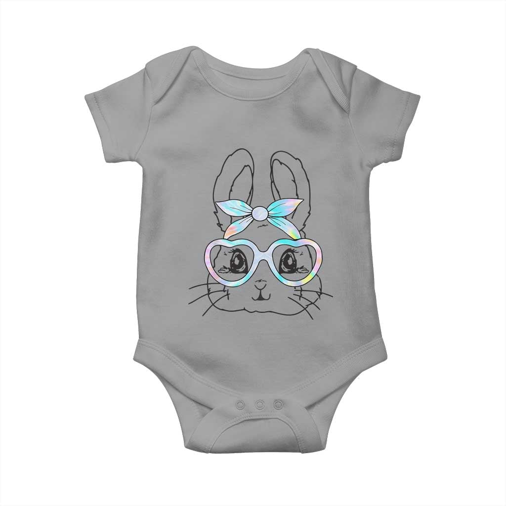 Girls Easter Bunny Baby Onesie Rabbit Face Tie Dye Glasses Happy Easter Day - Wonder Print Shop