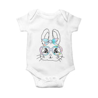 Girls Easter Bunny Baby Onesie Rabbit Face Tie Dye Glasses Happy Easter Day - Wonder Print Shop