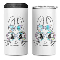 Girls Easter Bunny 4 in 1 Can Cooler Tumbler Rabbit Face Tie Dye Glasses Happy Easter Day - Wonder Print Shop