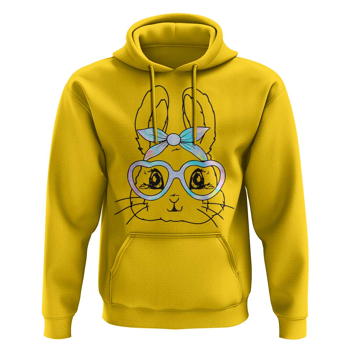 Girls Easter Bunny Hoodie Rabbit Face Tie Dye Glasses Happy Easter Day - Wonder Print Shop