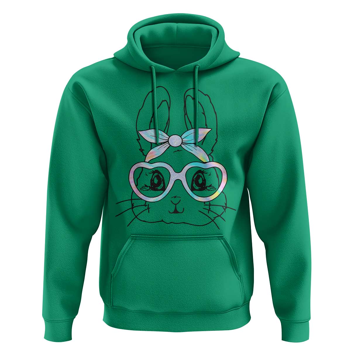 Girls Easter Bunny Hoodie Rabbit Face Tie Dye Glasses Happy Easter Day - Wonder Print Shop
