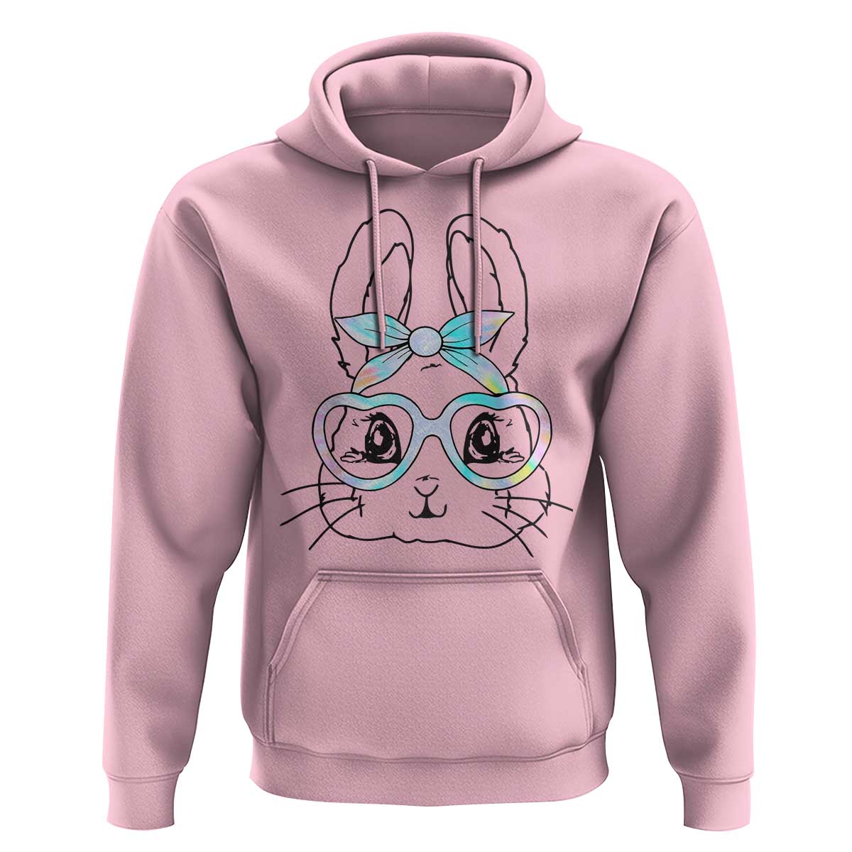 Girls Easter Bunny Hoodie Rabbit Face Tie Dye Glasses Happy Easter Day - Wonder Print Shop