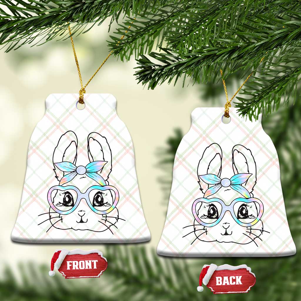 Girls Easter Bunny Ceramic Ornament Rabbit Face Tie Dye Glasses Happy Easter Day - Wonder Print Shop