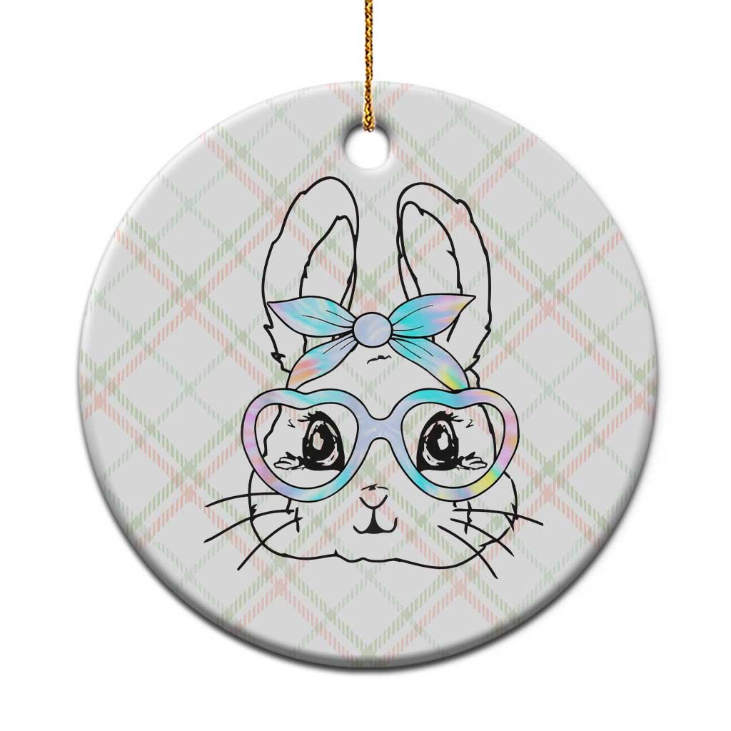 Girls Easter Bunny Ceramic Ornament Rabbit Face Tie Dye Glasses Happy Easter Day - Wonder Print Shop