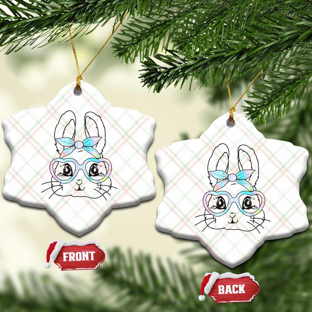 Girls Easter Bunny Ceramic Ornament Rabbit Face Tie Dye Glasses Happy Easter Day - Wonder Print Shop