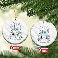 Girls Easter Bunny Ceramic Ornament Rabbit Face Tie Dye Glasses Happy Easter Day - Wonder Print Shop