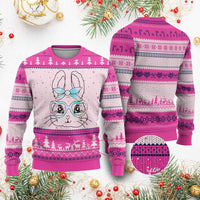 Girls Easter Bunny Ugly Christmas Sweater Rabbit Face Tie Dye Glasses Happy Easter Day - Wonder Print Shop