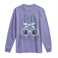 Girls Easter Bunny Long Sleeve Shirt Rabbit Face Tie Dye Glasses Happy Easter Day - Wonder Print Shop