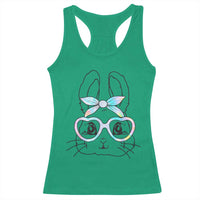 Girls Easter Bunny Racerback Tank Top Rabbit Face Tie Dye Glasses Happy Easter Day - Wonder Print Shop