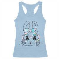 Girls Easter Bunny Racerback Tank Top Rabbit Face Tie Dye Glasses Happy Easter Day - Wonder Print Shop