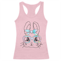 Girls Easter Bunny Racerback Tank Top Rabbit Face Tie Dye Glasses Happy Easter Day - Wonder Print Shop