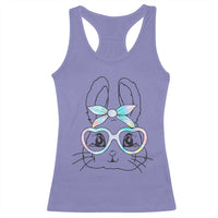 Girls Easter Bunny Racerback Tank Top Rabbit Face Tie Dye Glasses Happy Easter Day - Wonder Print Shop