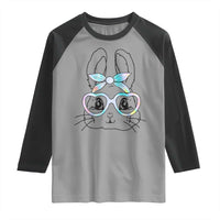 Girls Easter Bunny Raglan Shirt Rabbit Face Tie Dye Glasses Happy Easter Day - Wonder Print Shop
