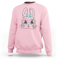 Girls Easter Bunny Sweatshirt Rabbit Face Tie Dye Glasses Happy Easter Day - Wonder Print Shop