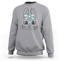 Girls Easter Bunny Sweatshirt Rabbit Face Tie Dye Glasses Happy Easter Day - Wonder Print Shop