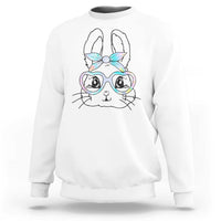 Girls Easter Bunny Sweatshirt Rabbit Face Tie Dye Glasses Happy Easter Day - Wonder Print Shop