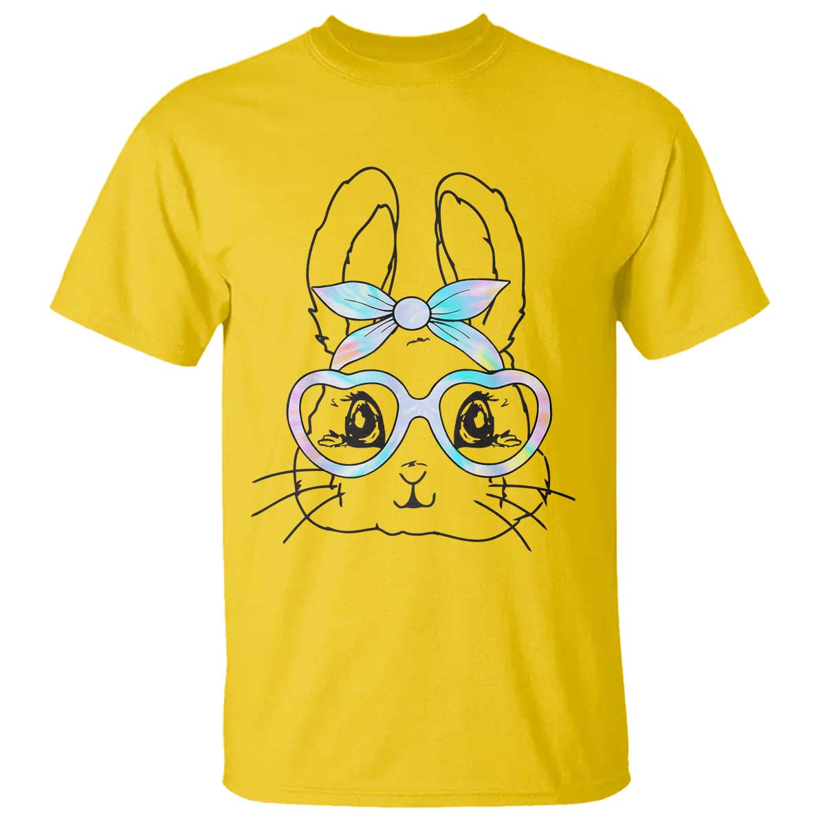 Girls Easter Bunny T Shirt Rabbit Face Tie Dye Glasses Happy Easter Day - Wonder Print Shop