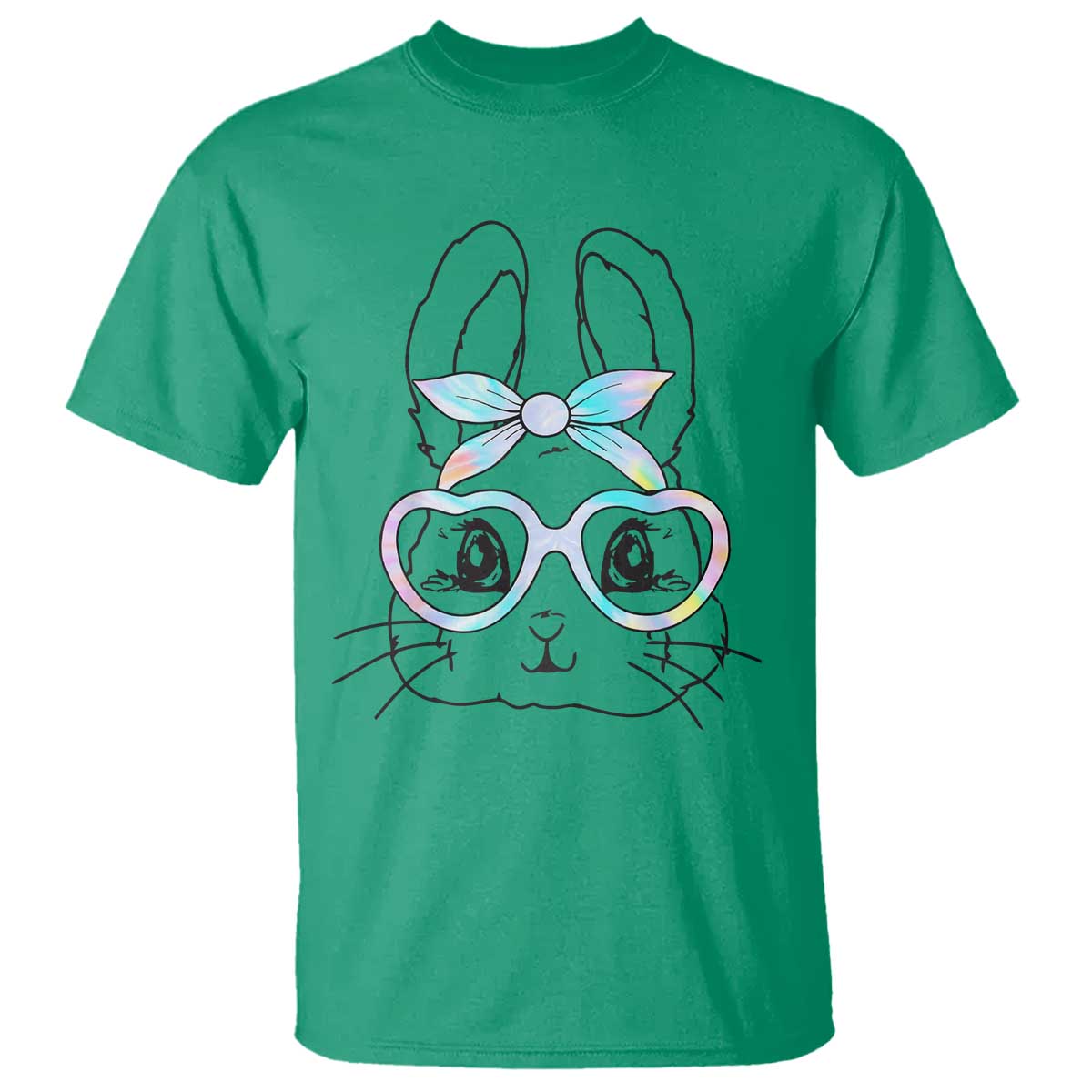 Girls Easter Bunny T Shirt Rabbit Face Tie Dye Glasses Happy Easter Day - Wonder Print Shop