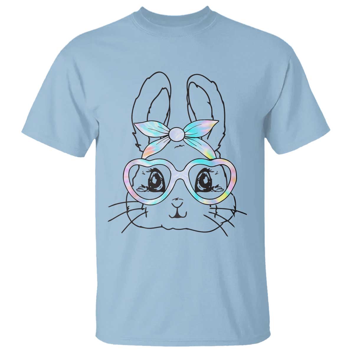 Girls Easter Bunny T Shirt Rabbit Face Tie Dye Glasses Happy Easter Day - Wonder Print Shop